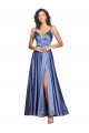 Low Back French Blue A-Line Sweetheart Long Black Tie Evening Dress Canada Online