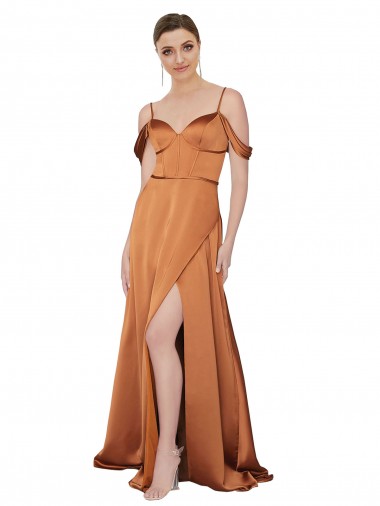 Low Back Orange A-Line Sweetheart Long Formal Evening Dress Canada Online