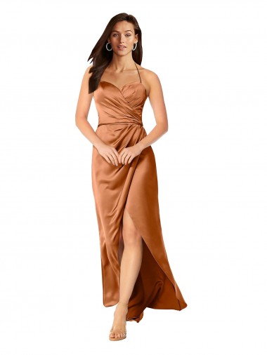 Low Back Orange A-Line Sweetheart Long High Low Evening Dress Canada Online