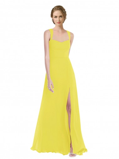Yellow A-Line Sweetheart Long Semi Formal Evening Dress Canada Online