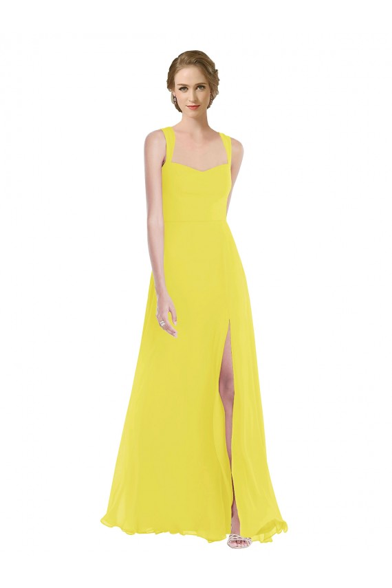 Yellow A-Line Sweetheart Long Semi Formal Evening Dress Canada Online