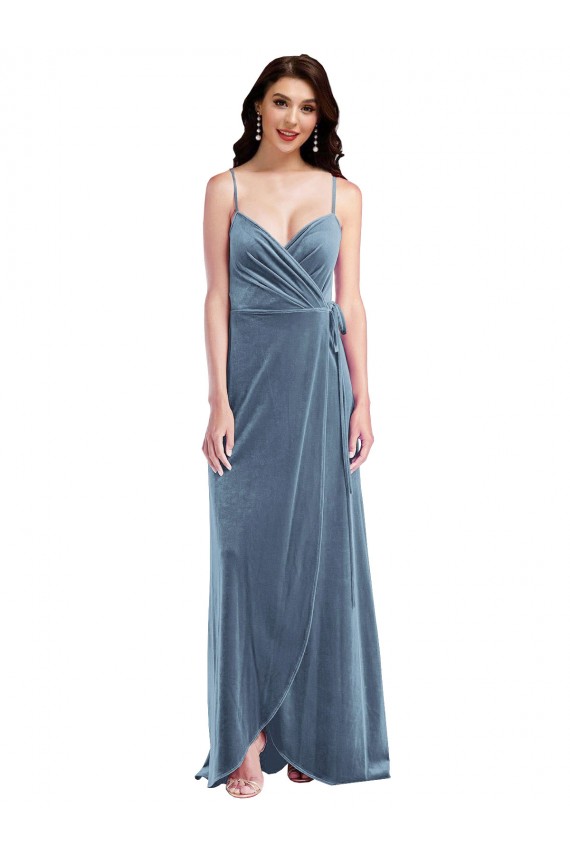 Low Back Dusty Blue A-Line Sweetheart Long Semi Formal Evening Dress Canada Online