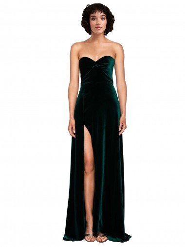 Low Back Dark Green A-Line Sweetheart Sweep Train Semi Formal Evening Dress Canada Online