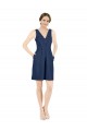 Open Back Dark Navy A-Line V-Neck Knee Length Evening Dress Canada Online