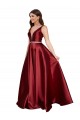 V-Back Burgundy A-Line V-Neck Long Plus Size Formal Evening Dress Canada Online