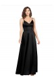 V-Back Black A-Line V-Neck Long Formal Evening Dress Canada Online