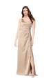 Low Back Champagne Pink A-Line V-Neck Long Formal Evening Dress Canada Online