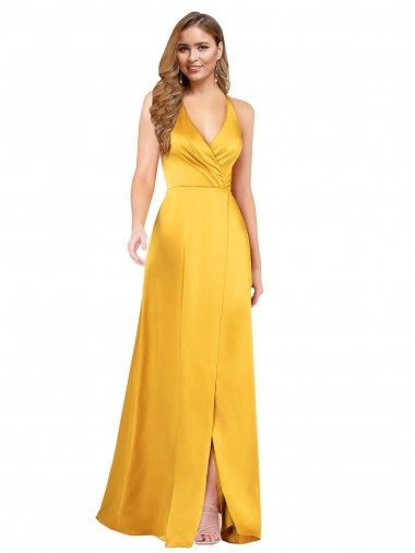 Open Back A-Line V-Neck Sleeveless Long Formal Dress Canada Online