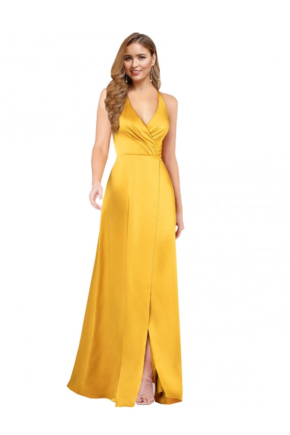 Open Back A-Line V-Neck Sleeveless Long Formal Dress Canada Online