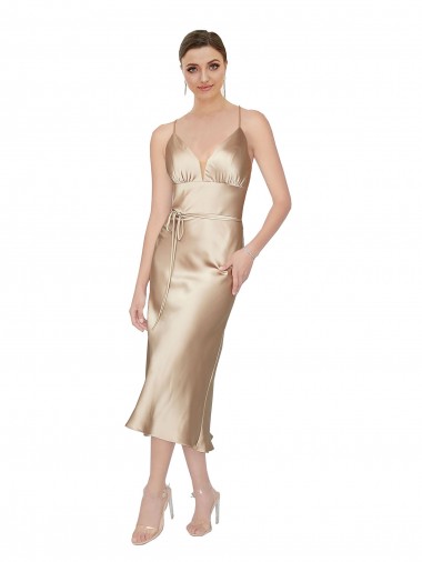 A-Line V-Neck Midi Length Formal Evening Dress Canada Online