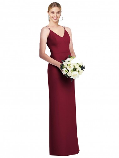 Burgundy A-Line V-Neck Long Formal Dress Canada Online