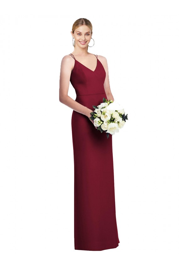 Burgundy A-Line V-Neck Long Formal Dress Canada Online