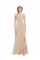 Open Back Champagne A-Line V-Neck Long Semi Formal Evening Dress Canada Online