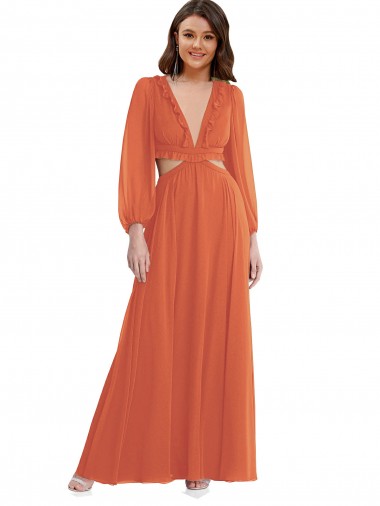 Open Back Firecracker A-Line V-Neck Long High Low Evening Dress Canada Online