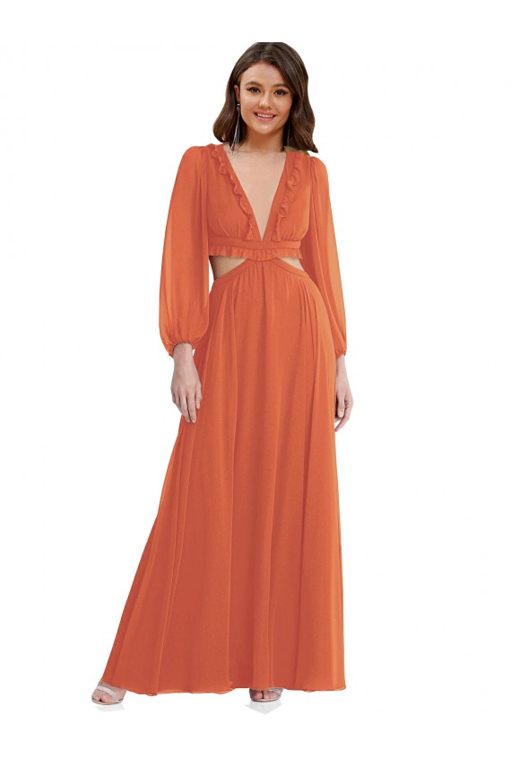Open Back Firecracker A-Line V-Neck Long High Low Evening Dress Canada Online