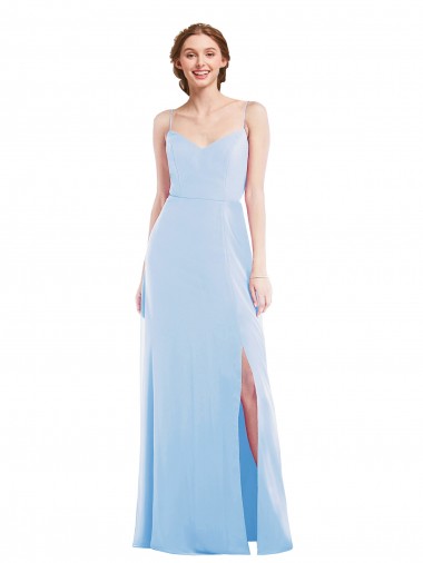 Light Sky Blue A-Line V-Neck Long Formal Evening Dress Canada Online