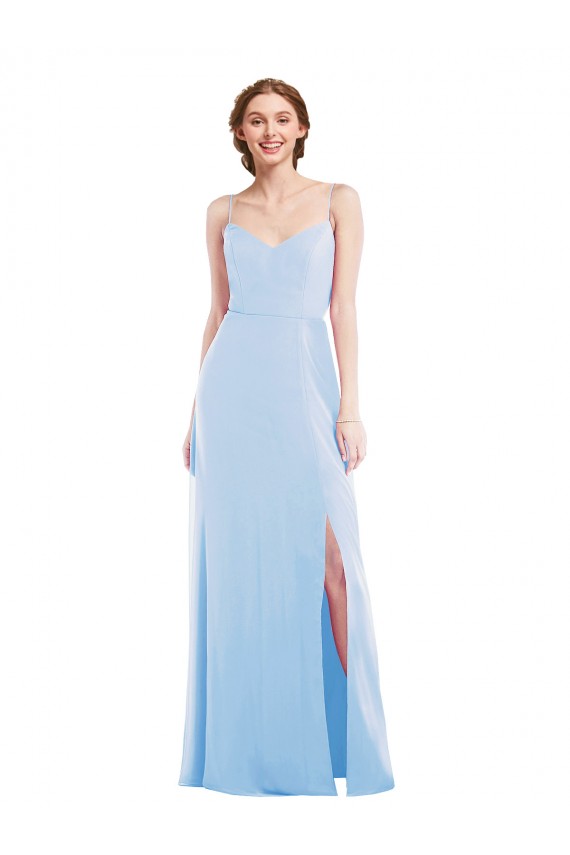 Light Sky Blue A-Line V-Neck Long Formal Evening Dress Canada Online