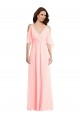 V-Back Pink A-Line V-Neck Long Semi Formal Evening Dress Canada Online