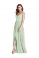 Open Back Sage A-Line V-Neck Long Semi Formal Evening Dress Canada Online