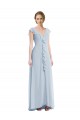 V-Back Sea Glass A-Line V-Neck Long Black Tie Evening Dress Canada Online