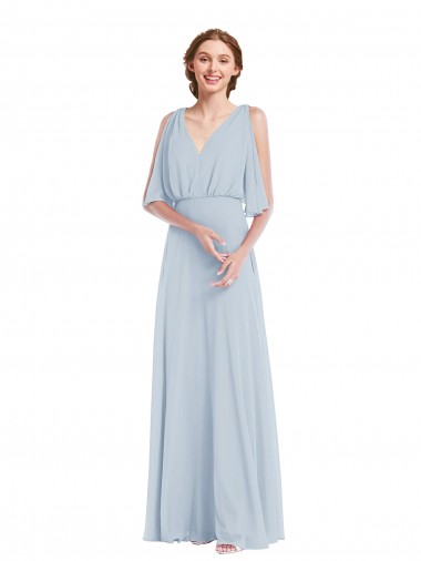 Sea Glass A-Line V-Neck Long Evening Dress Canada Online