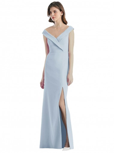 Light Sky Blue A-Line V-Neck Long Black Tie Evening Dress Canada Online