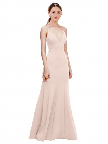 V-Back Pink A-Line V-Neck Long Formal Dress Canada Online
