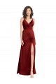 V-Back Burgundy A-Line V-Neck Sleeveless Long Formal Dress Canada Online