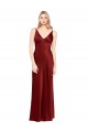 V-Back Burgundy A-Line V-Neck Long Formal Evening Dress Canada Online