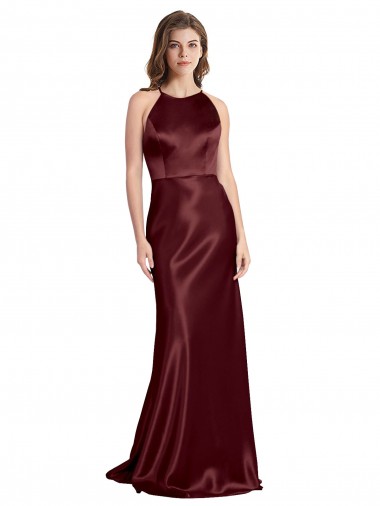 Burgundy Gold A-Line V-Neck Long Formal Evening Dress Canada Online