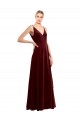 V-Back Burgundy A-Line V-Neck Long Evening Dress Canada Online