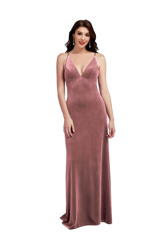 Low Back Cinnamon Rose A-Line V-Neck Long Formal Evening Dress Canada Online