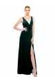 V-Back Dark Green A-Line V-Neck Long Black Tie Evening Dress Canada Online