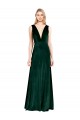 V-Back Dark Green A-Line V-Neck Long Evening Dress Canada Online