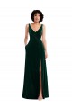 V-Back Dark Green A-Line V-Neck Long Evening Gown Canada Online