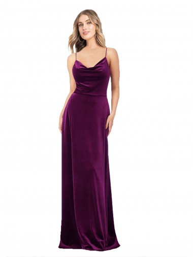 Open Back Grape A-Line V-Neck Long Formal Evening Dress Canada Online
