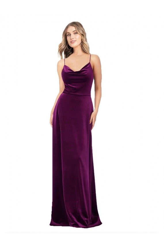 Open Back Grape A-Line V-Neck Long Formal Evening Dress Canada Online