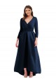 Dark Navy Ball Dress V-Neck Long High Low Plus Size Evening Dress Canada Online