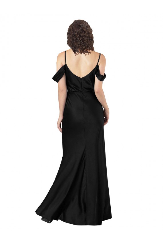 Low Back Black A-Line Off the Shoulder Long Formal Dress Canada Online