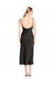 Low Back Black A-Line Cowl Neck Midi Length Formal Evening Dress Canada Online