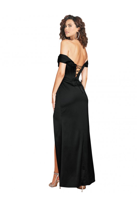 Low Back Black A-Line Sweetheart Long Black Tie Evening Dress Canada Online