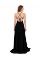 Open Back Black A-Line V-Neck Long Black Tie Evening Dress Canada Online