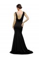 Low Back Black A-Line V-Neck Sweep Train Formal Evening Dress Canada Online