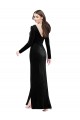 V-Back Black Column V-Neck Long Formal Evening Dress Canada Online