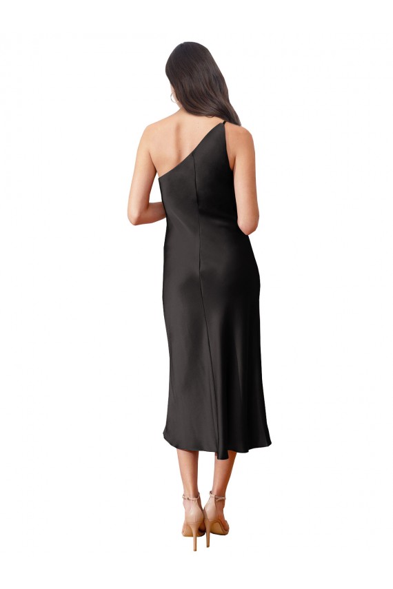 Black Sheath One Shoulder Midi Length Black Tie Evening Dress Canada Online