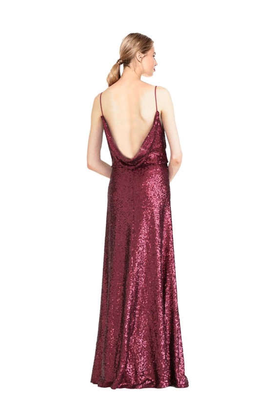 Burgundy A-Line High Neck Long Formal Evening Dress Canada Online