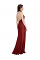 Open Back Burgundy A-Line Halter Neck Long Black Tie Evening Dress Canada Online