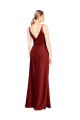 V-Back Burgundy A-Line V-Neck Long Formal Evening Dress Canada Online