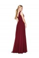 V-Back Burgundy A-Line High Neck Long Formal Dress Canada Online