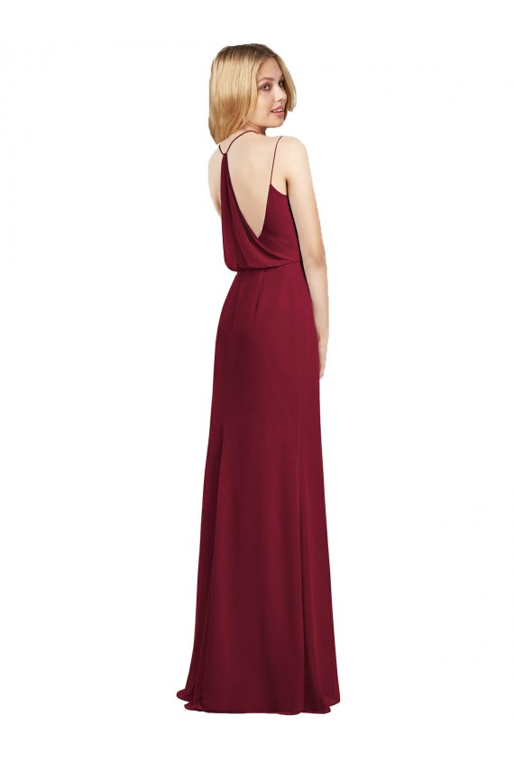 Burgundy A-Line V-Neck Long Formal Dress Canada Online